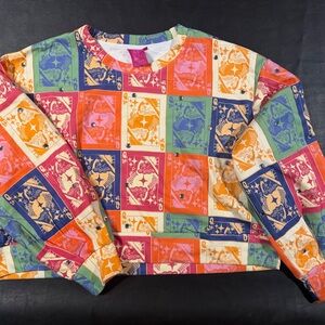 QUEEN OF SPARKLES Multi Colorblock Card Logo Crop Sweatshirt